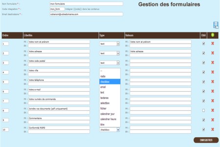 Formulaires, demandes de devis en ligne